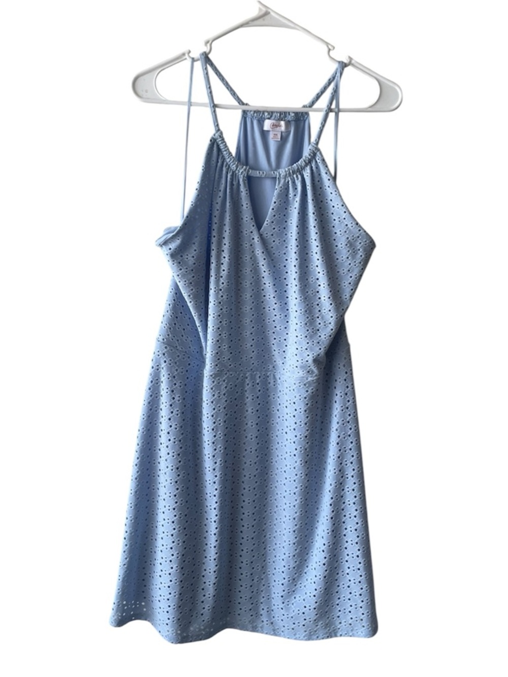 Candie's Light Blue Eyelet Mini Dress with Spaghetti Straps